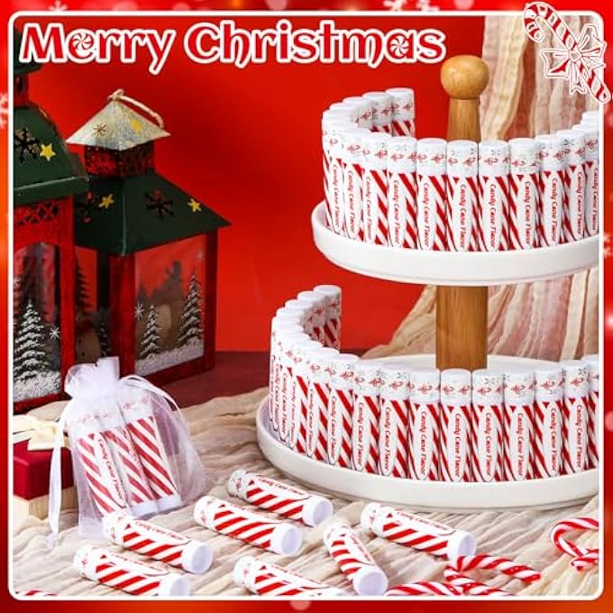 Siifert 25 PACK CHRISTMAS LIP BALMS BULK CHRISTMAS CANDY PEPPERMINT CANE SCENTED HOLIDAY FLAVOR LIP BALM GIFTS XMAS PARTY GIFTS BULK XMAS ITEMS STOCKING STUFFERS FOR WOMEN MEN STAFF EMPLOYEE (CANDY) - Image 2